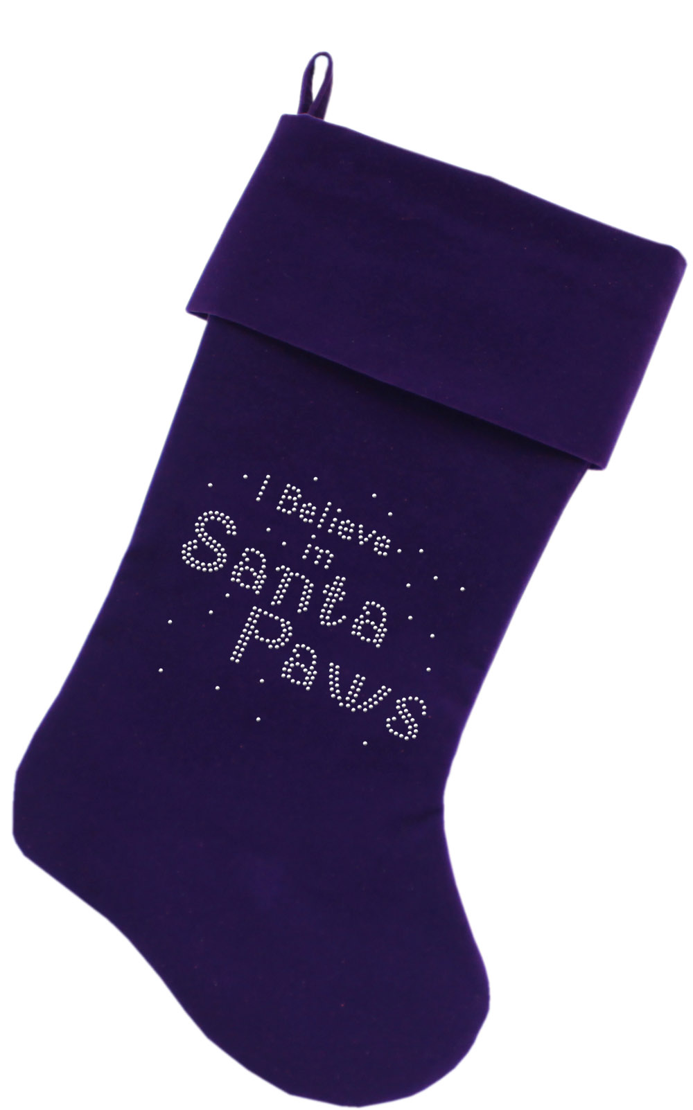 Santa Paws Rhinestone 18 Inch Velvet Christmas Stocking Purple
